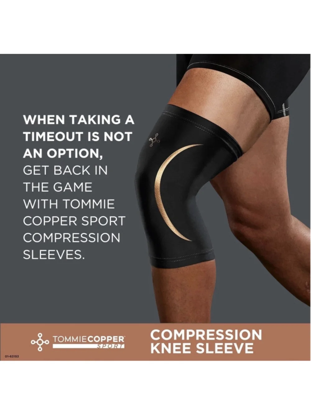 Tommie Copper Knee Compression Sleeve 15-20 mmHg Copper Slate Gray XL Support